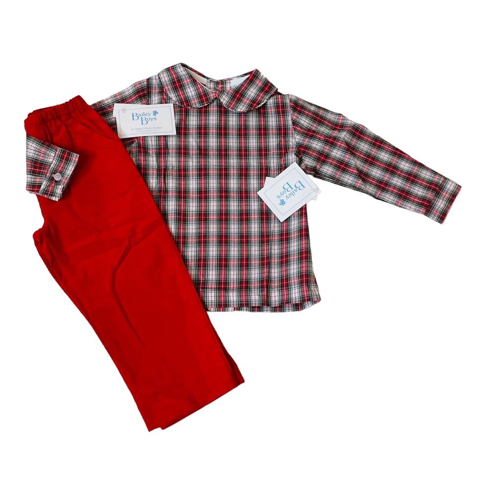 NWT Bailey Boys 12M Red Corduroy Pants Set